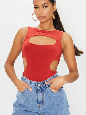 Rust Slinky Front Cut Out Racer Bodysuit