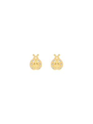 Baby Lucky Ladybug Studs - Yellow Gold