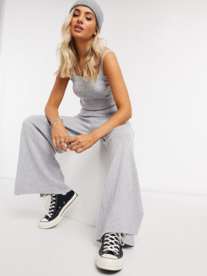 Asos Design Coordinating Knitted Sweatpants In Gray Marl