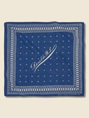 Logo-print Cotton Bandana - Indigo/greige