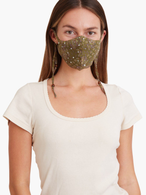 Olive Paisley Face Mask