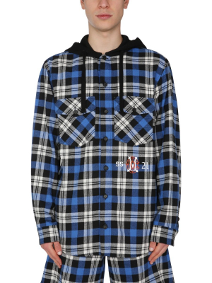 Marcelo Burlon County Of Milan Checked Print Shirt-style Hoodie