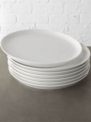 Set Of 8 Contact White Dinner Plates