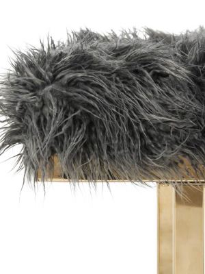 Maddison Faux Sheepskin Bench Gray