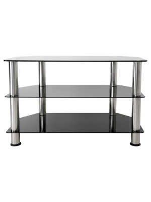 42" Tv Stand With Glass Shelves - Silver/black