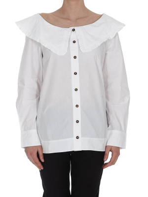 Ganni Bib-collar Poplin Shirt