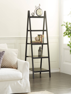 Wood Leaning Bookshelf Black - Olivia & May