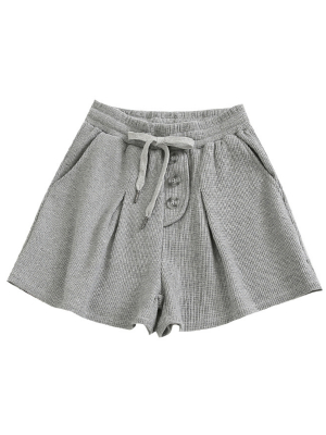 'eleesha' Waffle Buttoned Drawstring Shorts (4 Colors)