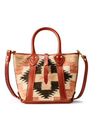 Leather-trim Handwoven Tote