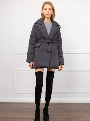 Sienna Grey Puffer Wrap Coat