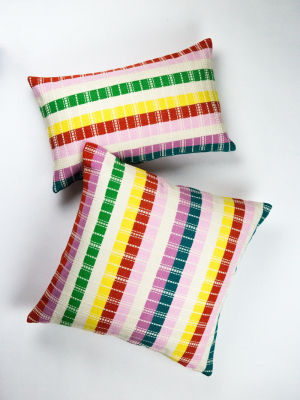 Archive New York Santiago Grid Rainbow Striped Pillow