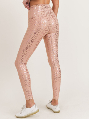 Mono B Leopard Shimmer Foil High Waist Leggings