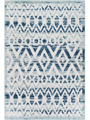 Redcliff Distressed Area Rug Ivory/blue