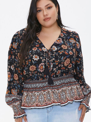 Plus Size Floral Patchwork Tunic