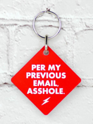 Per My Previous Email, Asshole... Key Chain