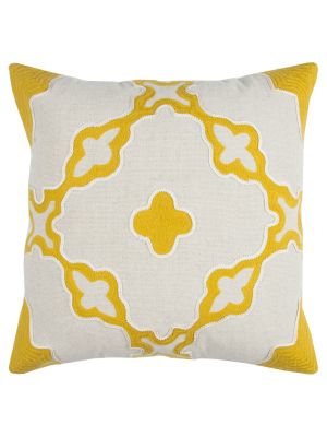 20"x20" Boho Abstract Throw Pillow Yellow - Rizzy Home