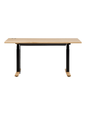 Mn100 Height Adjustable Rectangular Desk - Veneer