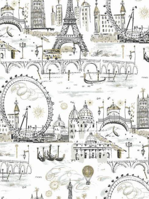 Novelty Euro Scenic Wallpaper In Metallics From The A Perfect World Collection By York Wallcoverings