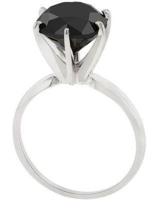 Pompeii3 3ct Black Diamond Solitaire Engagement Ring 14k White Gold