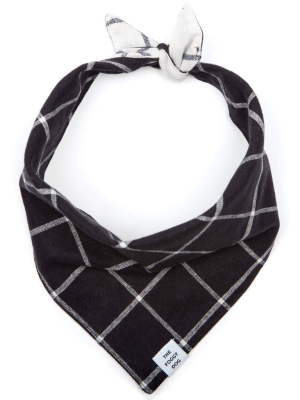 Windowpane Check Black Dog Bandana (reversible)