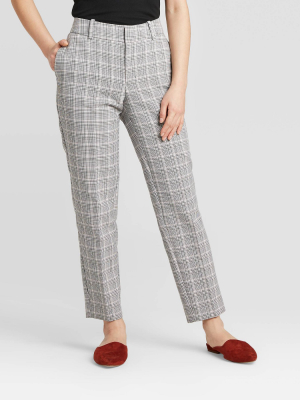 Women's Plaid Mid-rise Slim Ankle Pants - A New Day™ Gray
