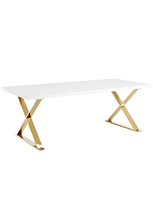 Sector Dining Table White Gold - Modway