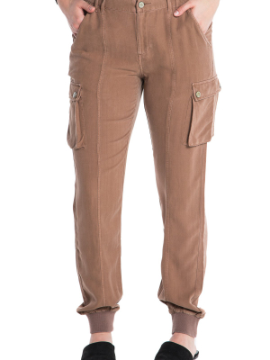 Front Seam Silk Military Jogger - Taupe