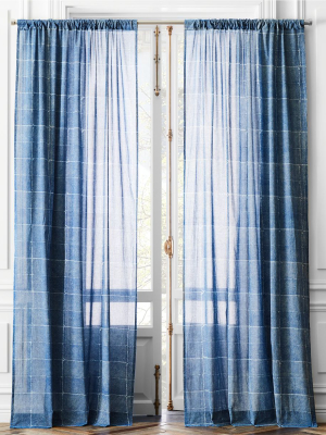 Indigo Block Print Curtain Panel