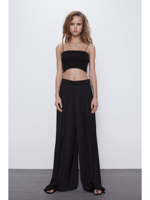 Pleated Palazzo Pants Trf