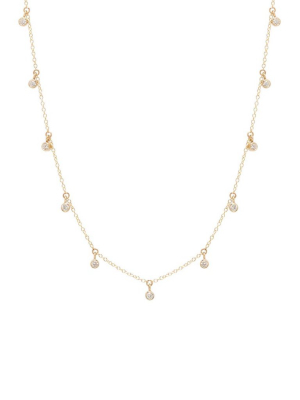 14k 11 Dangling Diamond Choker Necklace