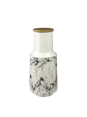 Large Black And White Marble Ceramic Vase