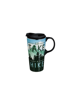 Cypress Home Ceramic Travel Cup W/box, 17 Oz., Go Take A Hike