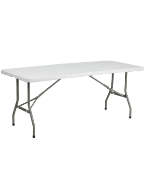 Flash Furniture 6-foot Bi-fold Granite White Plastic Folding Table