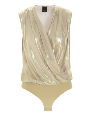 Pinko Metallic Sleeveless Wrap Bodysuit