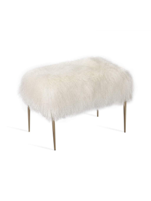 Interlude Home Stiletto Stool In Ivory Sheepskin