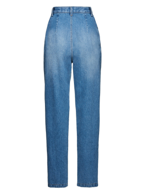 Pleated Rigid High-rise Tapered-leg Jeans