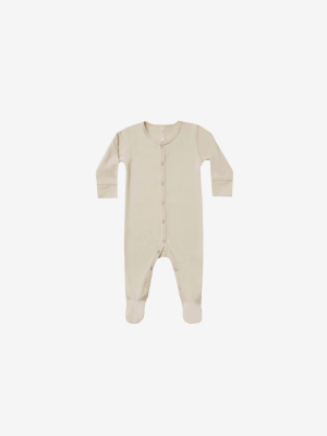 Organic Brushed Jersey Full Snap Footie - Natural