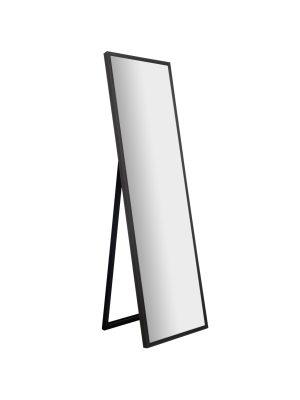 16"x57" Framed Floor Free Standing Mirror With Easel Gray - Gallery Solutions