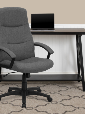 Flash Furniture High Back Fabric Executive Swivel Office Chair With Two Line Horizontal Stitch Back And Arms