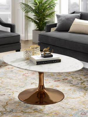 Lore Oval Coffee Table Rose/white Marble