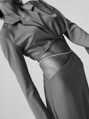 Angled Tailored With Crystal Embelishment Pant