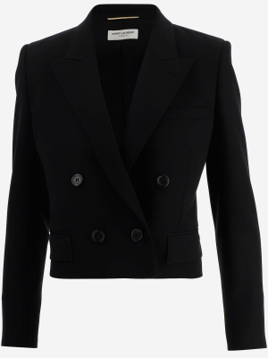 Saint Laurent Double Breasted Cropped Blazer