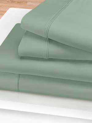 Blue Nile Mills Solid 1200-thread Count Deep Pocket Sheet Set, Queen, Teal