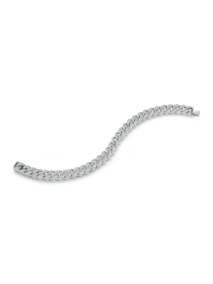 Saxon 18k Gold Small Curb Link All Diamond Link Bracelet
