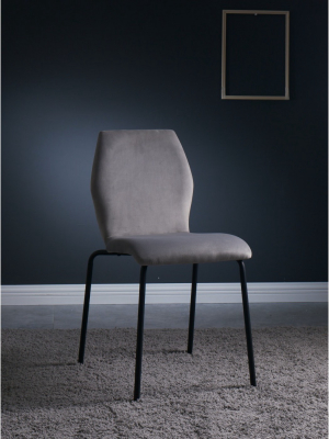 Set Of 2 Velvet Dining Chair Set Ash Gray - Acessentials