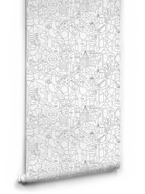 Tipografia Wallpaper In White By Milton & King