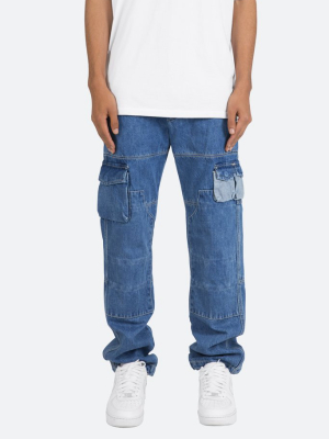 V244 Cargo Baggy Denim - Blue