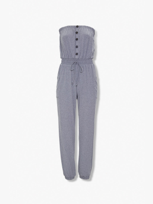 Strapless Button-front Jumpsuit