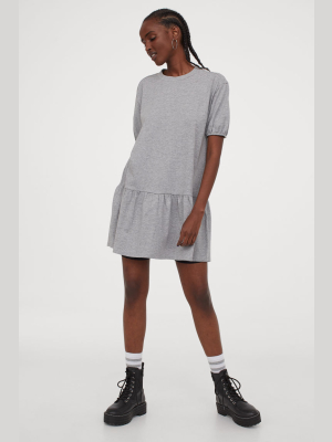 Puff-sleeved Jersey Dress