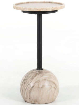 Viola Accent Table, Antique White Marble